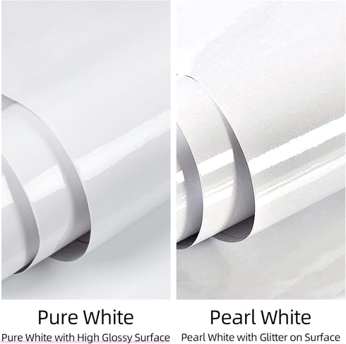 TANONE Glossy White Contact Paper for Countertops, 17.7" X 118" White Peel and Stick Wallpaper for Cabinets, SelfAdhesive Removable Waterproof Vinyl Film for Desktop Dresser Table Pure White by TANONE