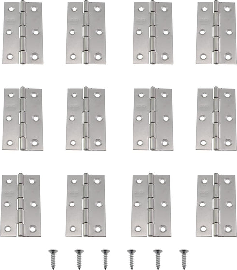 MDXing 12PCS 66x38x1.2mm Stainless Steel Butt Hinge Silver Door Hinges Window Hinge Indoor