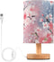 MNSRUU Night Stand Light Lamp Red Pink Cherry Blossoms Bedside Table Lamp