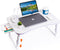Height Adjustable Laptop Desk for Bed, Foldable Portable Bed Table with USB, Storage Drawer, Cup Holder, White