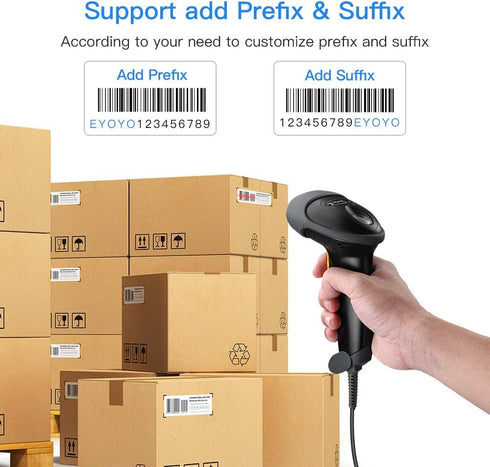 Eyoyo EYH2 2D PDF417 Handheld USB Barcode Scanner, Wired Automatic QR Code Scanner Data Matrix Bar Code Reader