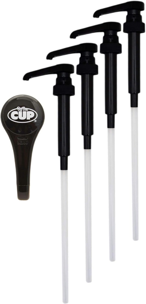 By The Cup Universal Black Coffee Syrup Pump - Pack of 4, Fits Upouria, Torani Syrups, Davinci, Monin (1L Plastic Only)