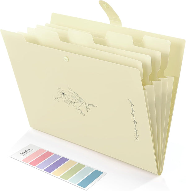 SKYDUE Expanding File Organizer with 5 Pockets, Portable Document Paper Bill Receipt Organizer for Office Supplies