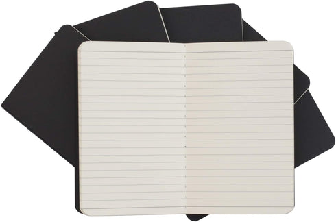 TWONE Pocket Notebook, 6 Pack Mini Notebooks, 3.5" x 5.5", Black Cardstock Cover Memo Notepad for Travel