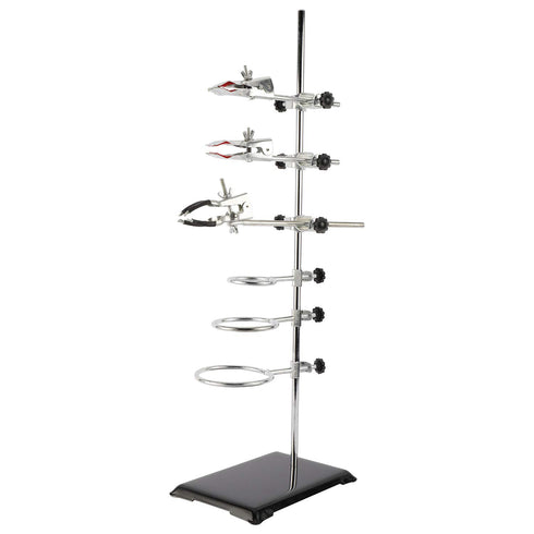 YaeCCC Premium Iron Laboratory Stand Support Metalware Set, 60cm Lab Clamp Flask Clamp Condenser Stand