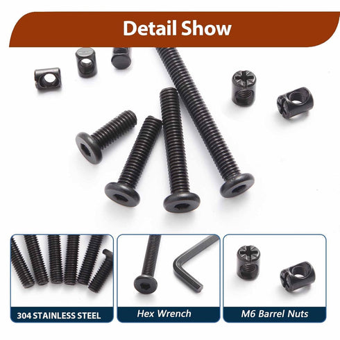 Socell 76pcs 304 Set Delta/Graco/Dream,M6x20mm/30mm/40mm/50mm/60mm/70mm/80mm Crib Screws Hardware Replacement Kit