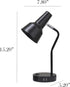 LD1072-BLK 15.2" Simple Designs Sleek Essentials Metal Cone Shade Desk Lamp with Adjustable Shade and Dual USB Ports