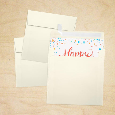 LUXPaper Square Invitation Envelopes | Natural Linen | Peel & Press | 5 1/4" x 5 1/4" | 80lb. Text | 50 Qty