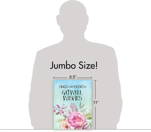 NobleWorks Jumbo Get Well Greeting Card (8.5 x 11 Inch) - Beautiful Feel Better Soon Group Notecard - Get Well Florals