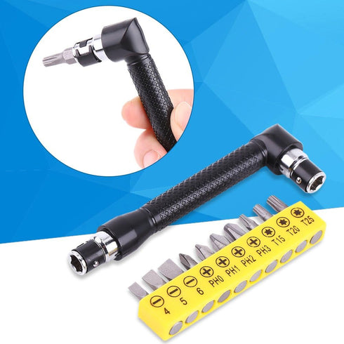 1/4 Inch L-Shape Wrenches, Double Head 90 Degree Hex Socket with Flat Torx Screwdriver Bits Kit