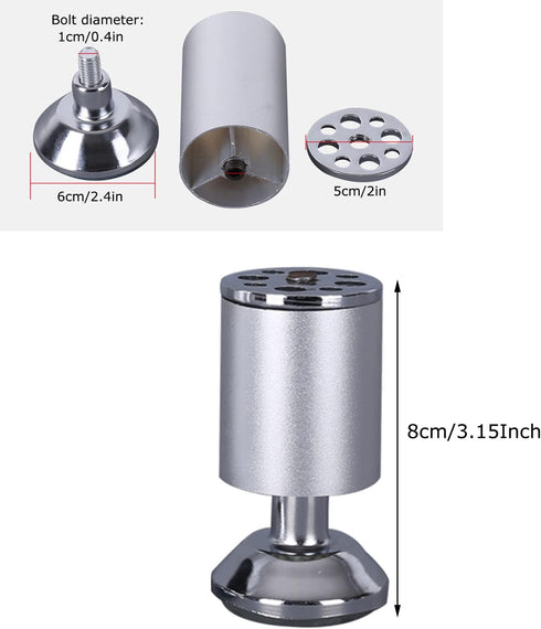 HJYCLFAZU 8 40cm Cabinet,4Pcs (8cm/3.15Inch) Adjustable Couch Legs Tv Cabinet Feet,Aluminum Alloy Furniture