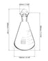 QWORK 500ml Iodine Flask with Stopper, 2 Pack Heavy Duty Borosilicate Glass Erlenmeyer Flask, Conical Shape