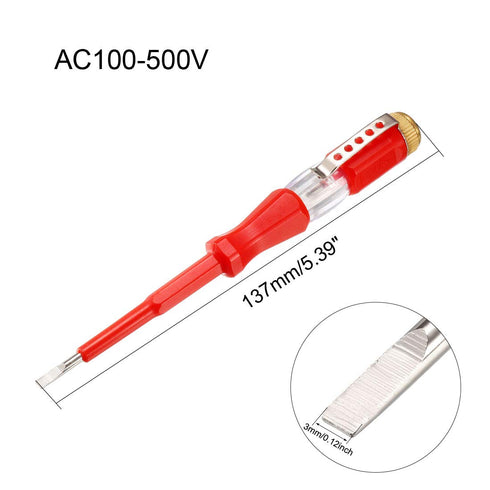 uxcell Voltage Tester AC 100-500V with 3mm Slotted Screwdriver with Clip for Circuit Test, Red, Pack of 2