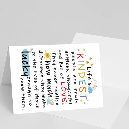 YiKaLus Cute Appreciation Card for Kindest Person, Great Thank You Card with Envelope for Women Men, Sweet Friendship