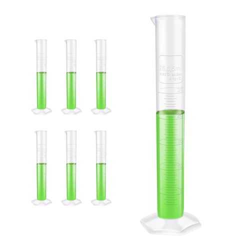 Utile Economic Graduated Measuring Cylinder, 6pcs of 25ml Plastic Lab Cylinders with Molded Graduations