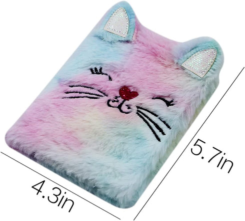 Lovely Animal Notebook, Kids Plush Diary for Girls, A6 Ruled Journal, 160 Pages