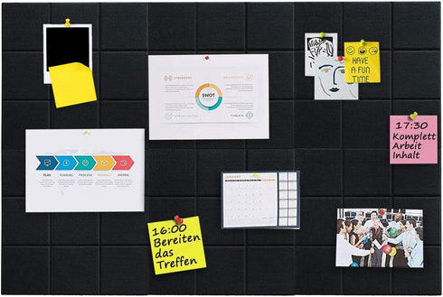 Large Cork Board Felt Board Tiles for Walls with 30 Push Pins, 11.8"x11.8" Pack of 6 Notice Boards