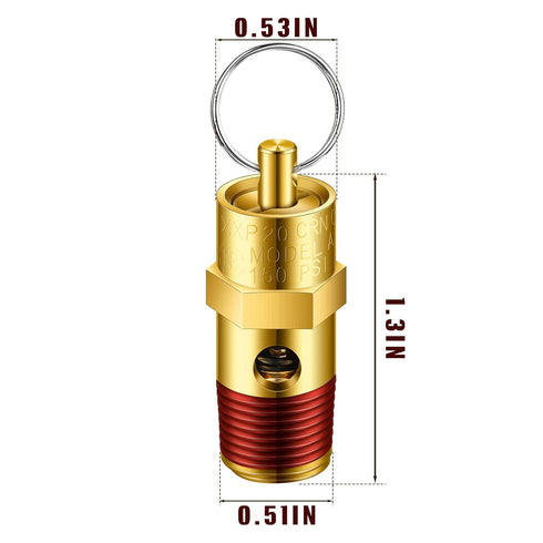 8 Pcs 1/4" Male NPT Pressure Relief Valve Safety Valve Air Compressor Check Valve (200 psi Set Pressure)