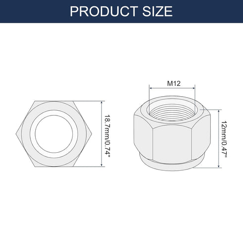 uxcell 50Pcs M12 x 1.25 Nylon Insert Hex Lock Nuts, Carbon Steel Self-Locking Nylon Insert Stop Nut for Industrial Construction Fasteners, White&White
