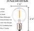 G40 Led Replacement Light Bulbs, 0.6W Shatterproof Globe Bulb, E12 Candelabra Base, 1.5 Inch Dimmable G40 Led Bulbs for Outdoor String Lights, Patio Light Decor- Warm White 25 Pack by CHYParty