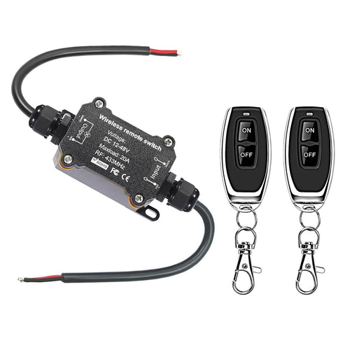 DC12V Waterproof Remote Control Switch,DC12V/24V/48V/20A Wireless Remote Switch,164ft Long Range RF Remote
