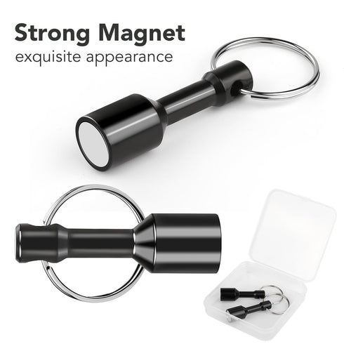 TRYMAG N52 Keychain Magnets, 2 Pack Black Neodymium Pocket Keychain for Testing Brass, Strong Magnetic Holder