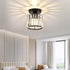 Crystal Ceiling Light Fixture, Modern Semi Flush Mount Chandelier, Black Close to
