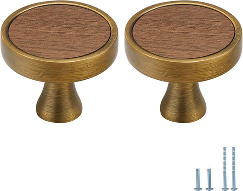 2 Pcs Bronze Walnut Round Drawer knob Zinc Alloy Base pulls Cabinet