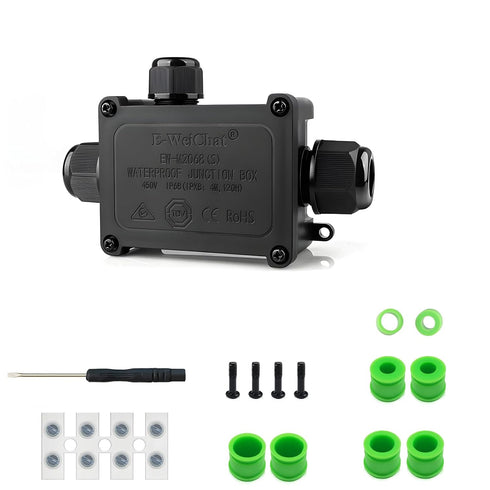 IP68 Waterproof Junction Box, 3 Way Outdoor Electrical Box with Terminal Block