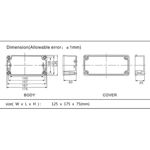LeMotech Junction Box IP67 Waterproof Dustproof ABS Plastic Project Box for Electrical Outdoor Enclosure