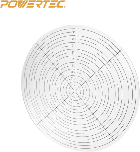 POWERTEC 10" Round Center Finder Tool Compass Acrylic for Irregular Shapes, Drawing Circles on Wood, Poster Board, Plastic, Measuring Tools for Wood Lathe, Woodworking, Carpenter (71421)