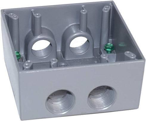 Sigma Electric 14353-5 3/4-Inch 5 Hole 2-Gang Box, Gray, Size