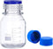 100ml Graduated Glass Round Media Storage Bottle with Blue GL45 Screw Cap, Wide Mouth Lab Reagent Bottle