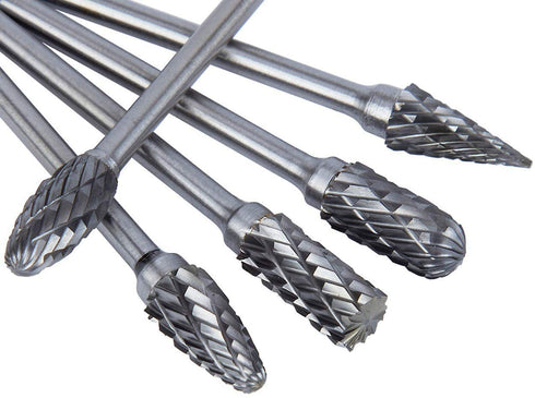 10pcs 3 mm (1/8 Inch) Tungsten Carbide Double Cut Rotary Burr Die Grinder Bits - Long Shank 100mm Fits Rotary Tool