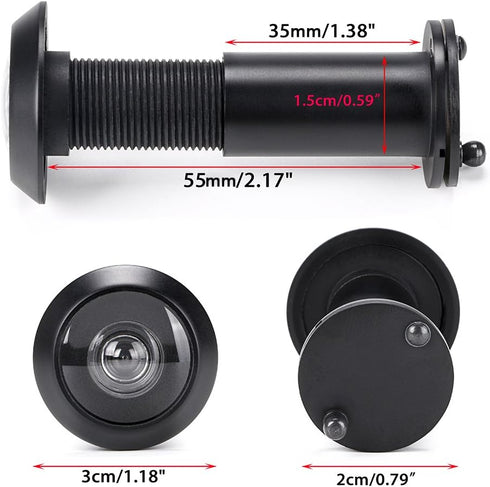Sumnacon 220-degree 1-3/8" 2-1/6" Safety Door Viewer,Solid Brass Door Viewer/Peephole with Heavy Duty Rotating Privacy