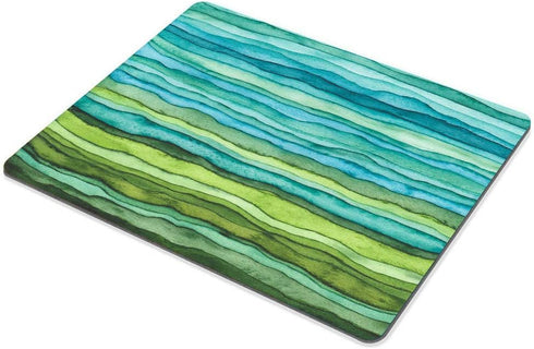 Smooffly Mouse Pad with Bright Blue and Green Waves, Watercolor Wavy Texture Design, Non-Slip for Computers