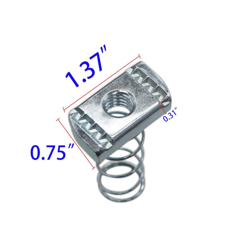 Strut Channel Nuts, 3/8-16 Spring Channel Nuts with Zinc Electroplate Finish, Long Spring Nuts Great for Use with Strut Channel (10 Pack)