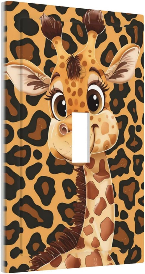 Ntyfur (2) 1 3X5 Cute Giraffe Wall Plate Gang Toggle Light Switch Cover Single Toggle Faceplate Decor