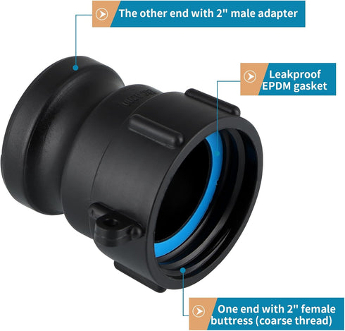 Cam and Groove Fitting IBC Tote Adapter (2" Female Buttress Thread x 2" Male Adapter)