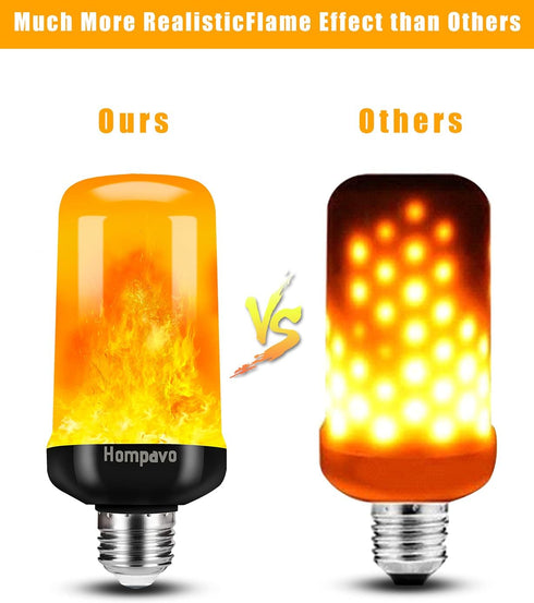 Hompavo Upgraded LED Flame Light Bulbs, 4 Modes Flickering Effect, E26/E27 Flame Bulb for Halloween, Christmas, Party,