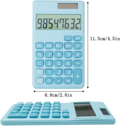Basic Standard Calculators, Small Digital Desktop Calculator with 8-Digit LCD Display, Battery Solar Power, Pocket Size