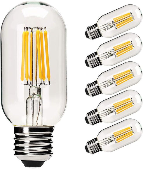 YFXRLIGHT Dimmable T45 LED Edison Bulb,2700K Warm White,6W Antique Tubular LED Filament Bulbs,60