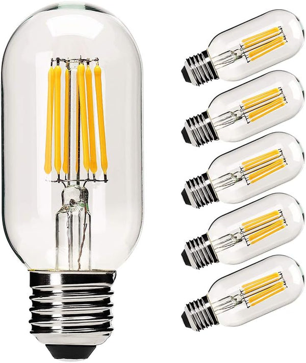 YFXRLIGHT Dimmable T45 LED Edison Bulb,2700K Warm White,6W Antique Tubular LED Filament Bulbs,60