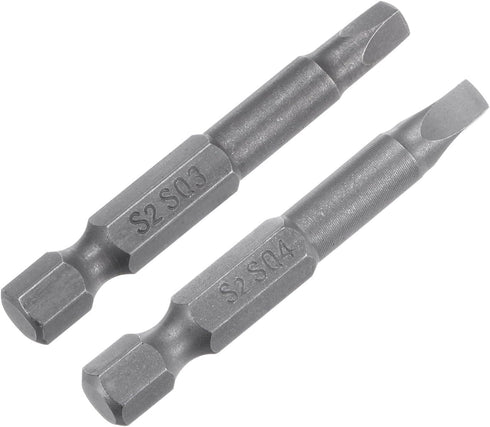 2pcs SQ3 SQ4 Square Screwdriver Bit, 1/4" Hex Shank, 2" Length, Magnetic Security
