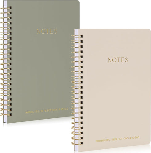 ZICOTO Aesthetic Spiral Notebook Set of 2, Cute Ruled 8x6 Journal/Notebook with Pockets and Lined Pages for School