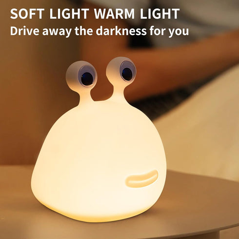 Cute Slug Night Light - Funny Kid Night Light for Bedroom Decor, Touch Soft Silicone Lamp for Birthday Gifts Room