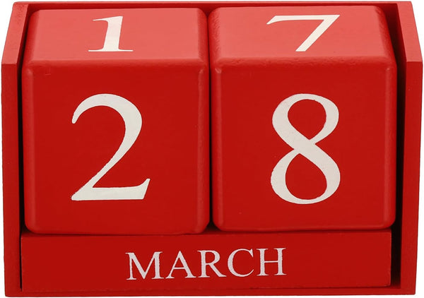 YOKIVE Wooden Block Perpetual Calendar for Desk, Wood Month Date Display Blocks,