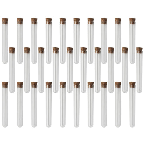 Seimneire 30 Pack Clear Test Tubes, Clear Vials with Sealing Caps and Corks, Well ealed Containers for Laboratory