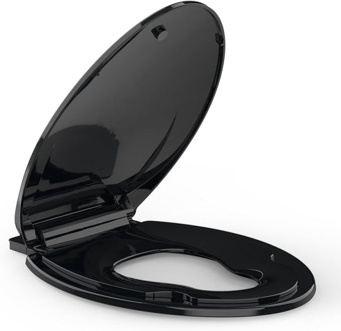 Stain-Resistant Elongated Toilet Seat with Built-In Child Seat for Easy Maintenance