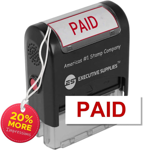 Paid Rubber Stamp Self Inking - Red Ink, Advanced Technology Office Stamps for Business and Personal Use